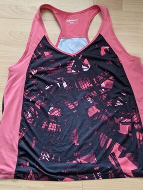 Xersion Coral and Black Racerback Tank Top